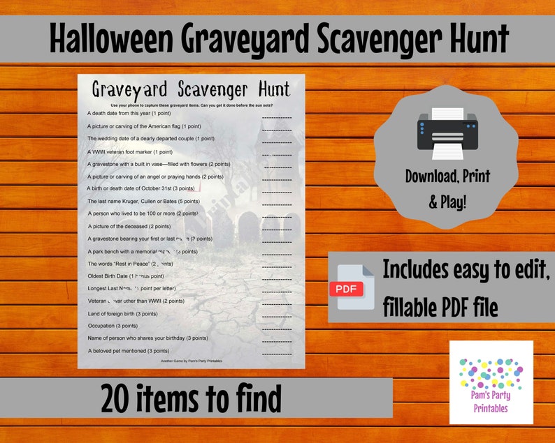 Halloween Printable Game Bundle 10 Games Taboo, Pictionary, Scavenger Hunt, Jep-arty, Scattergories, Halloween Challenge, Word Search, image 8