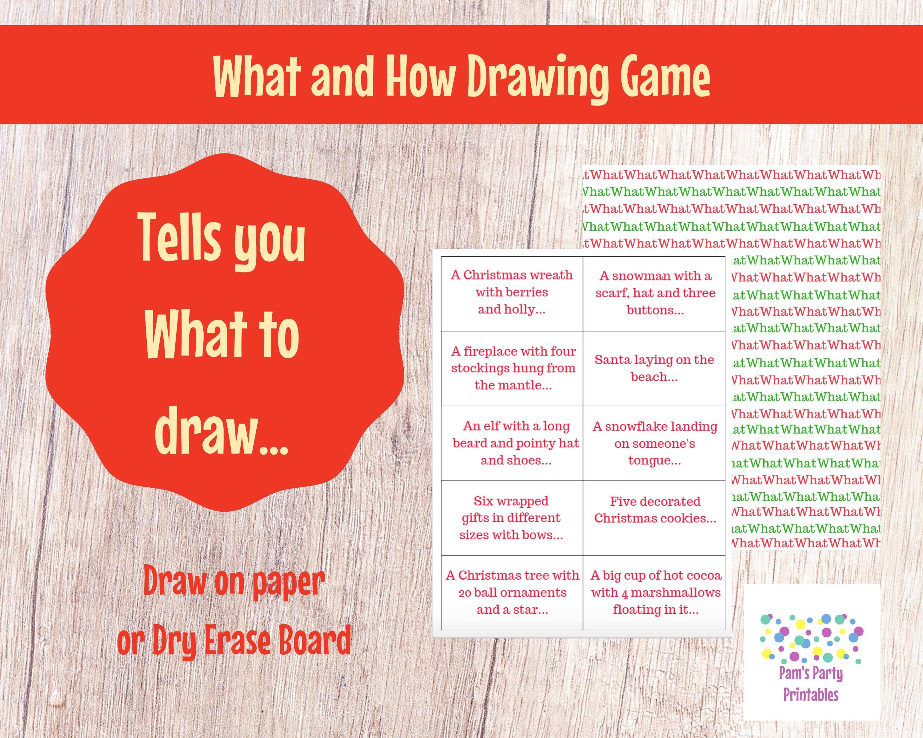 Christmas What and How Drawing Game Classroom Party, Youth Group, Teen