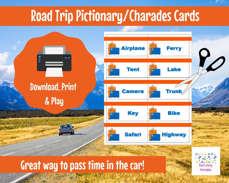 Printable Travel/road Trip Game Cards for Pictionary or - Etsy