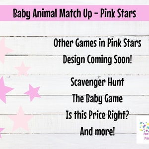 C'est une fille Pink Stars Baby Shower Baby Animal Match Up Printable Baby Shower Game, Couples Shower, Grandma Shower, Gender Reveal image 3