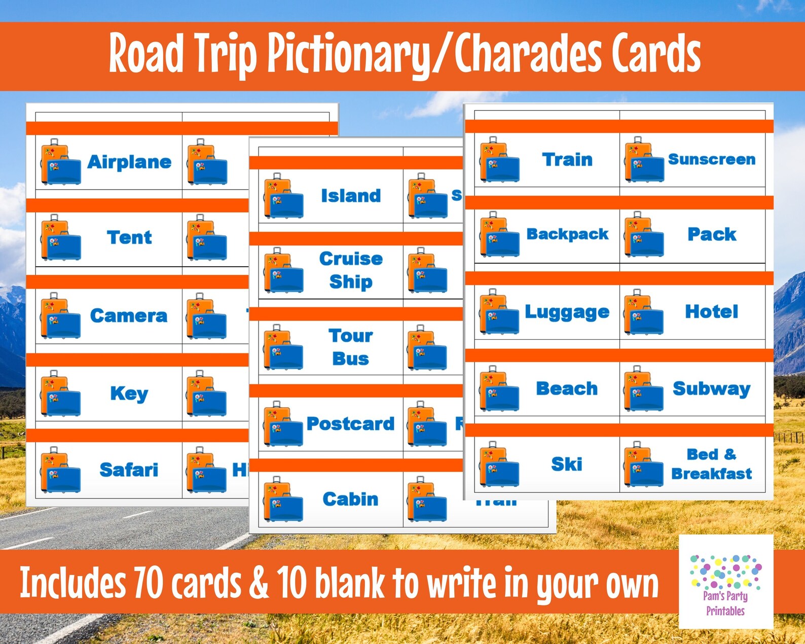 Printable Travel/road Trip Game Cards for Pictionary or - Etsy
