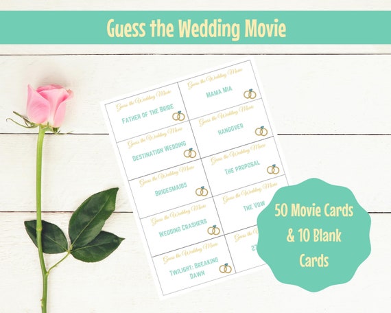 Name that Wedding Movie - Printable Bridal Wedding Shower Game Cards for Pictionary or Charades or Catch Phrase- Il_570xn