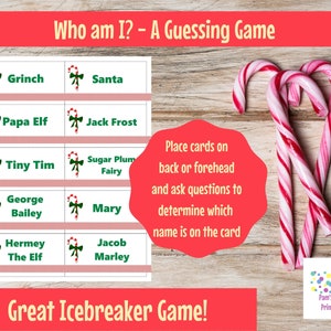 Wer bin ich? - Druckbares Spiel - Hedbanz - Stirnbänder - Weihnachten Familienspiel - Klassenzimmer Party Spiel - Sofortiger Download