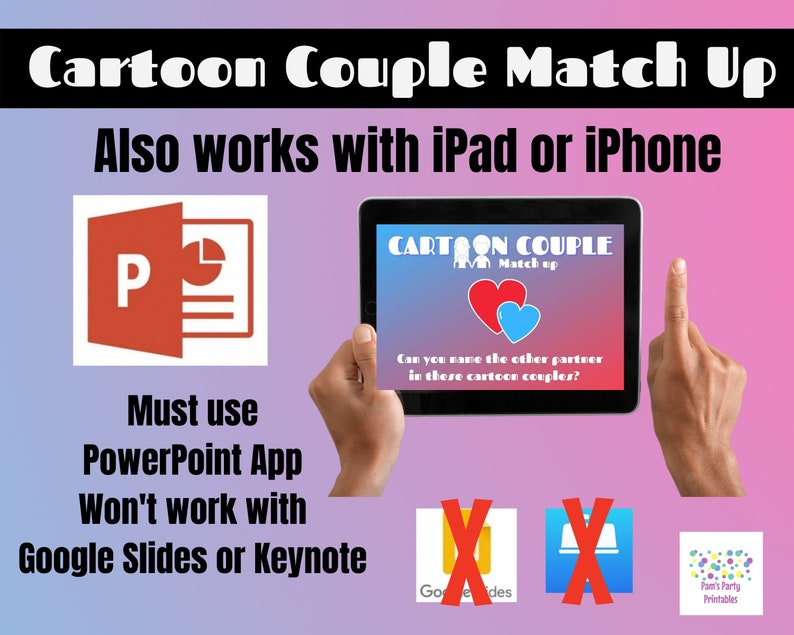 Classroom Game Zoom Game Galentines Game Valentine/'s Day Game Virtual Game Valentine/'s Day Cartoon Couple Match up PowerPoint Game