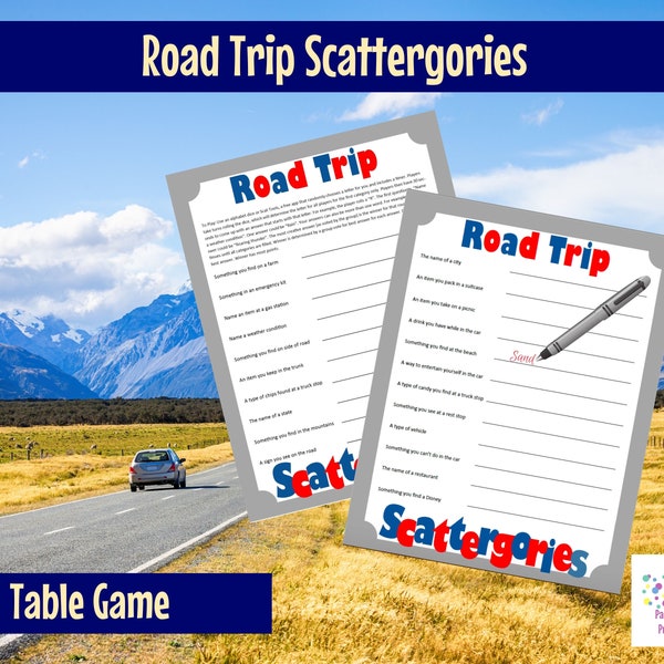 Road Trip Scattergories- Printable Road Trip Game, Vacation Game, Family Friendly, Game for the car, Instant Download, Pass Time in the Car