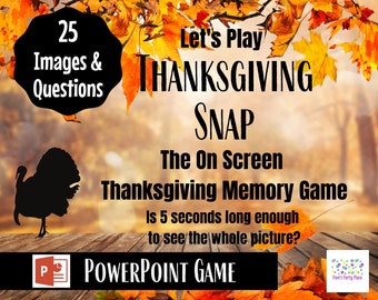 Thanksgiving Snap Game! Memory Game, Virtual or Large Screen PowerPoint Game, Thanksgiving Party Game, Team Meeting, All Ages, Zoom Game