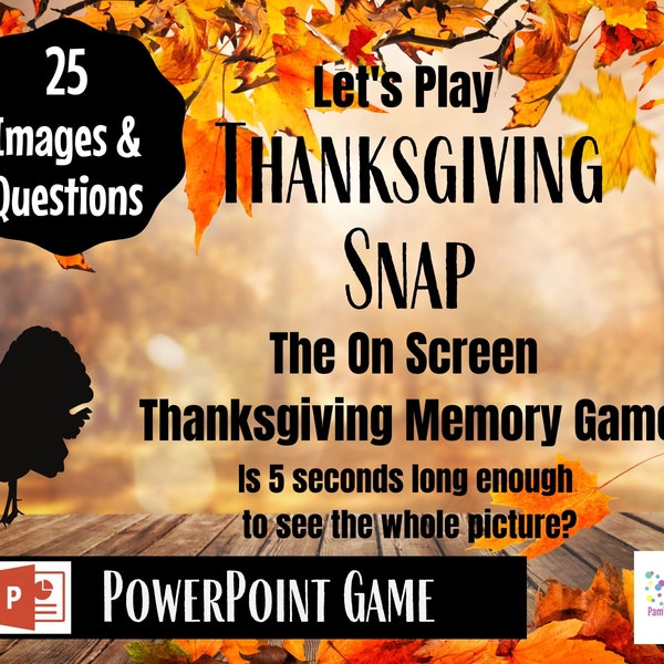 Thanksgiving Snap! Memory Game. Virtual Zoom Large Screen PowerPoint Game. Friendsgiving Party Game for Kids, Teens or Adults. Office Game