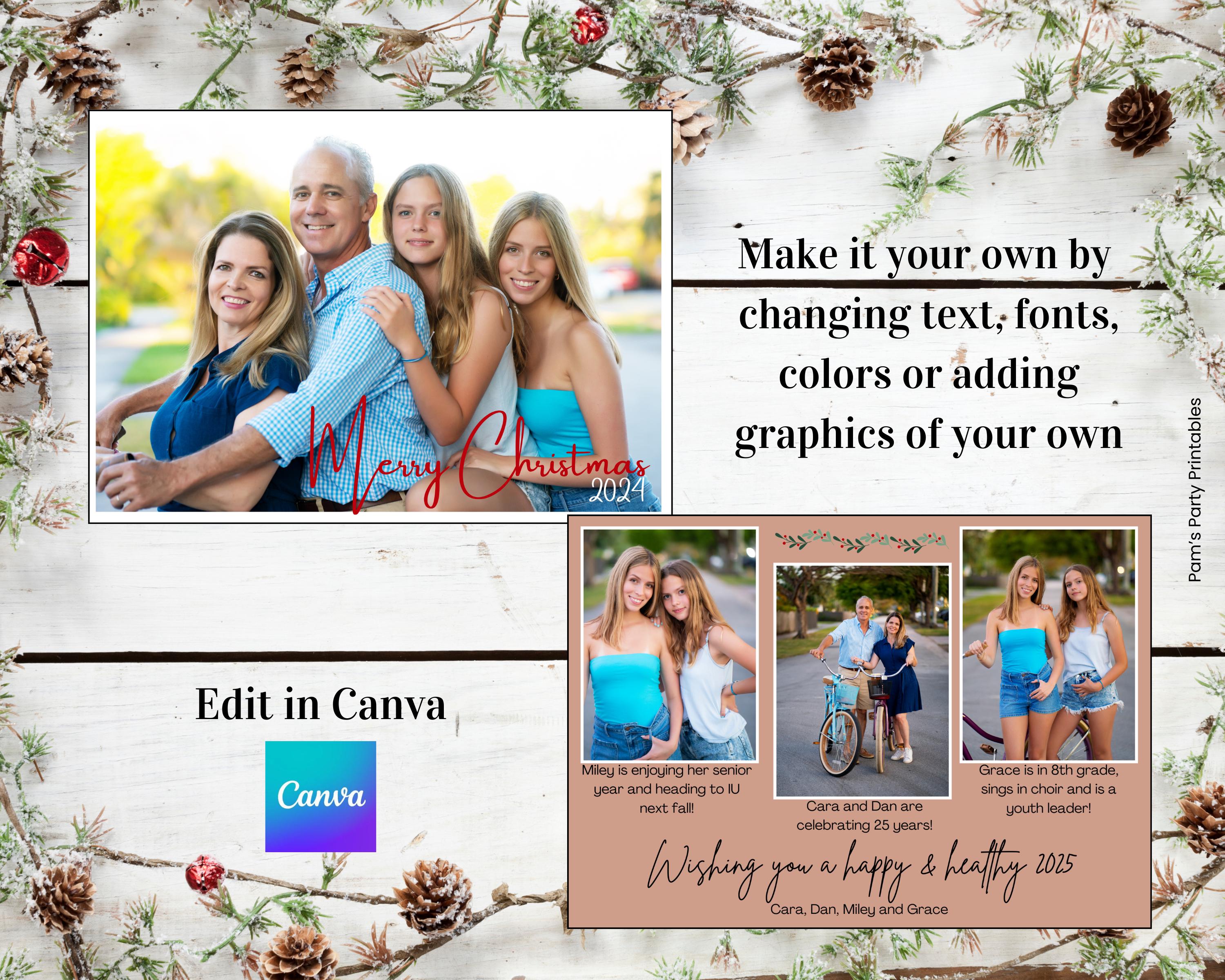 Editable Christmas Photo Card Template: Canva Holiday Design (5x7 A7)
