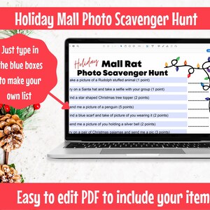 Printable Holiday Mall Scavenger Hunt for Christmas or Black Friday. Editable & fillable PDF. Family Scavenger Hunt. Teen Scavenger Hunt image 2