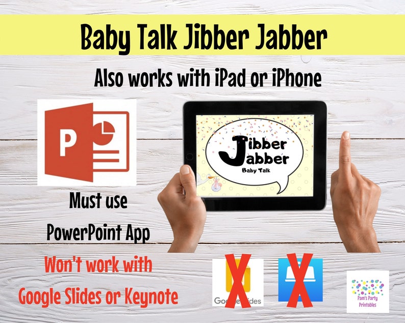 Virtual or Large Screen Baby Shower Game Jibber Jabber Baby Talk Game Sound out the words to reveal actual meaning PowerPoint Zoom Game image 7