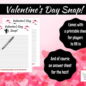 Valentine's Day Snap Memory Game Virtual Zoom Large Screen PowerPoint Game. Galentine's Party Game for Kids, Teens or Adults. Office Game image 7