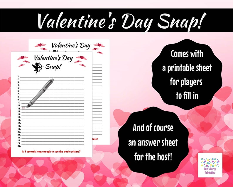 Valentine's Day Snap Memory Game Virtual Zoom Large Screen PowerPoint Game. Galentine's Party Game for Kids, Teens or Adults. Office Game image 7