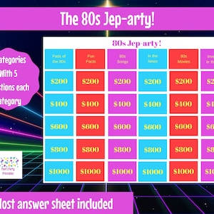 80s Trivia Jep-arty! Printable Game (PDF Download)