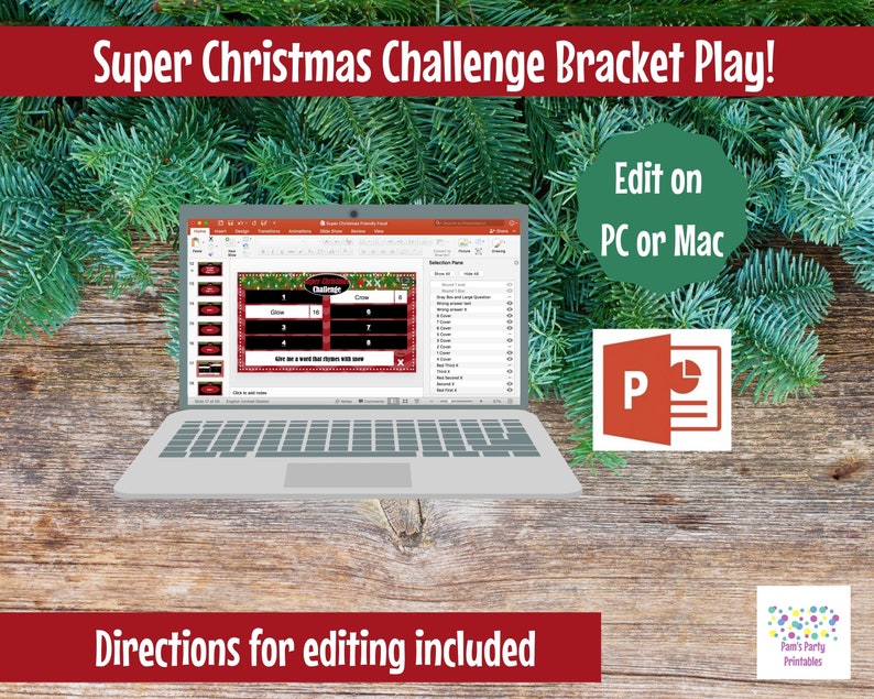 Super Christmas Challenge, Editable, PowerPoint Game, Customized, 40 Rounds, Bracket Play Office Party, Sales Meeting, Christmas Game image 4