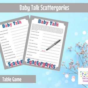Baby Shower Scattergories Game: Printable Tabletop Activity (PDF Download)
