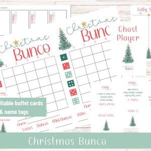 Bunco-scorevellen kerstboom, eenvoudig kerstthema, rode en groene bunco, bunco-scorevellen vakantie, afdrukbaar, december bunco