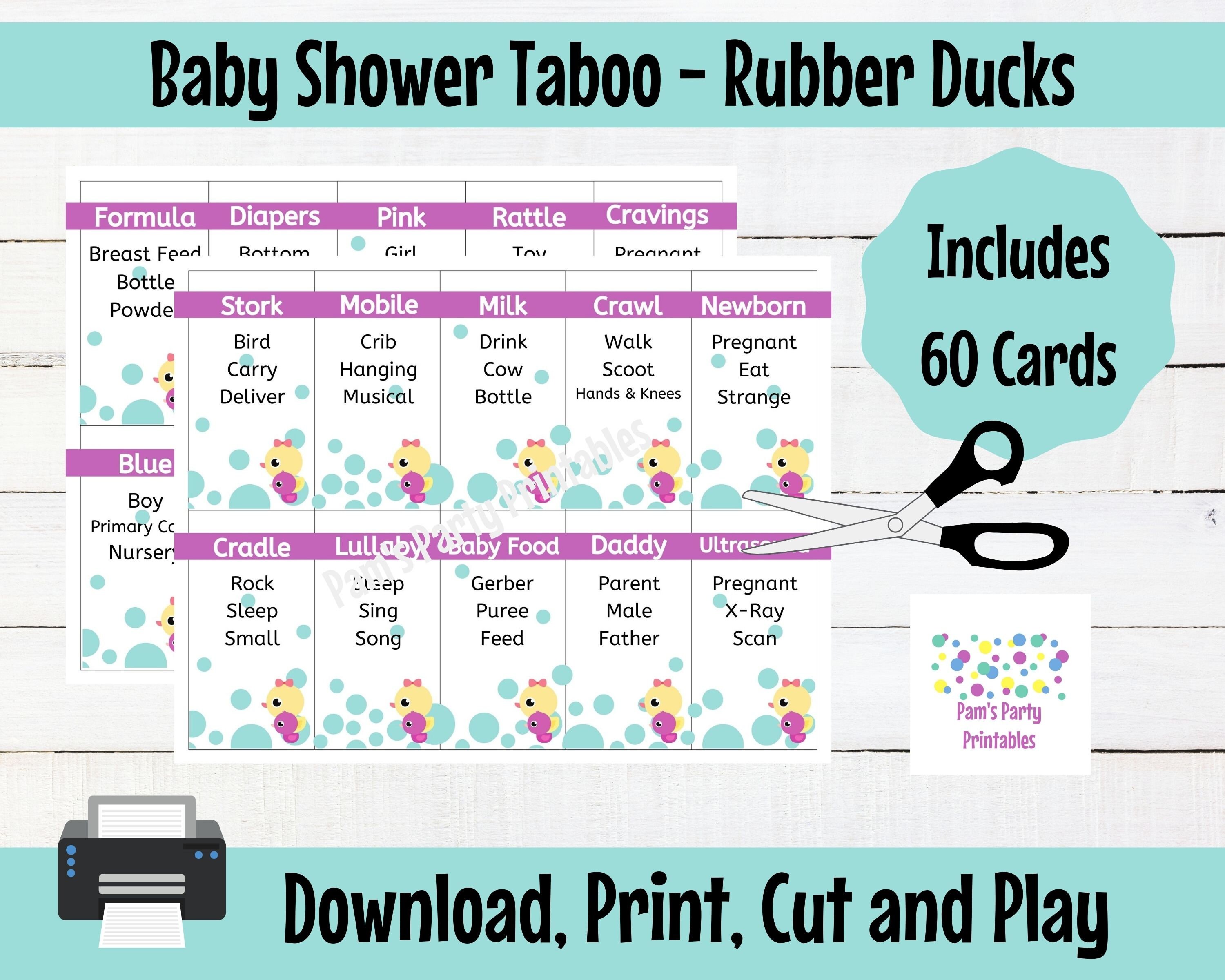 Rubber Ducks Theme Baby Shower Taboo Printable Cards Baby - Etsy Hong Kong