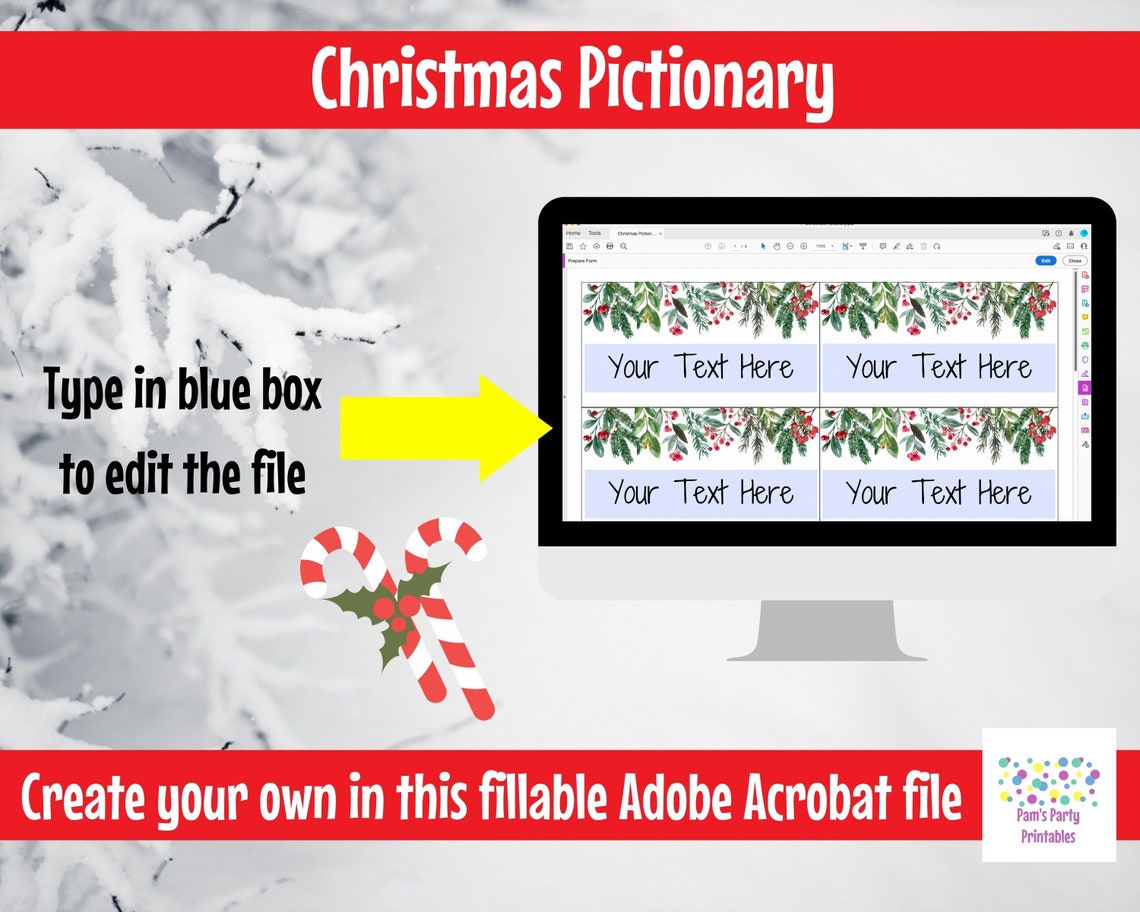 christmas-pictionary-game-cards-christmas-charades-or-drawing-etsy