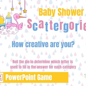 Baby Shower Game, Scattergories PowerPoint Game, Gender Reveal, Couples Shower, Grandma Shower, Zoom Game, Virtual or Large Screen Game