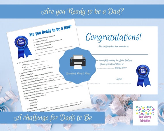 Are You Ready To Be A Dad Printable Baby Shower Game Baby