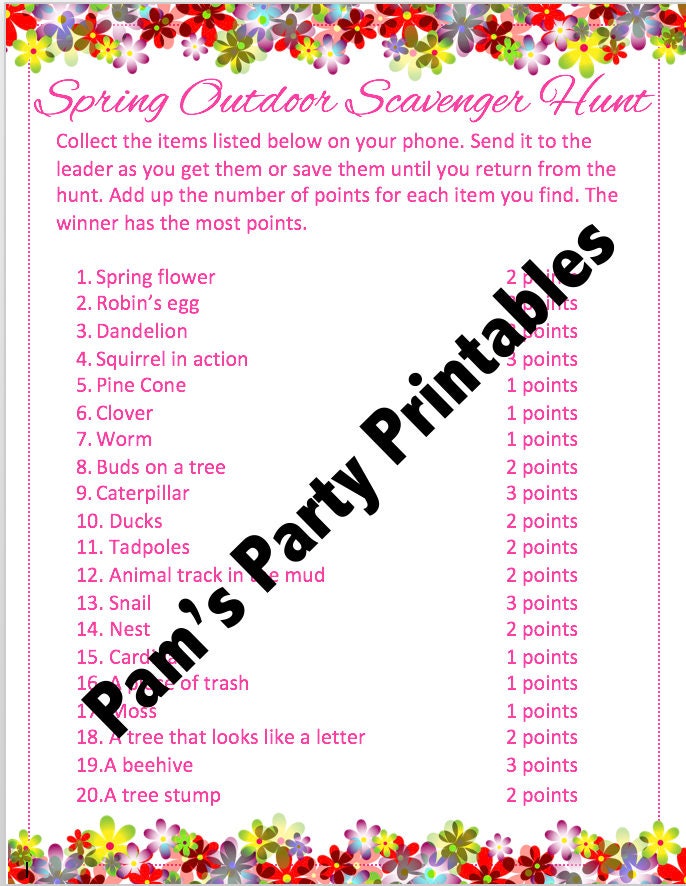 spring outdoor scavenger hunt printable photo scavenger