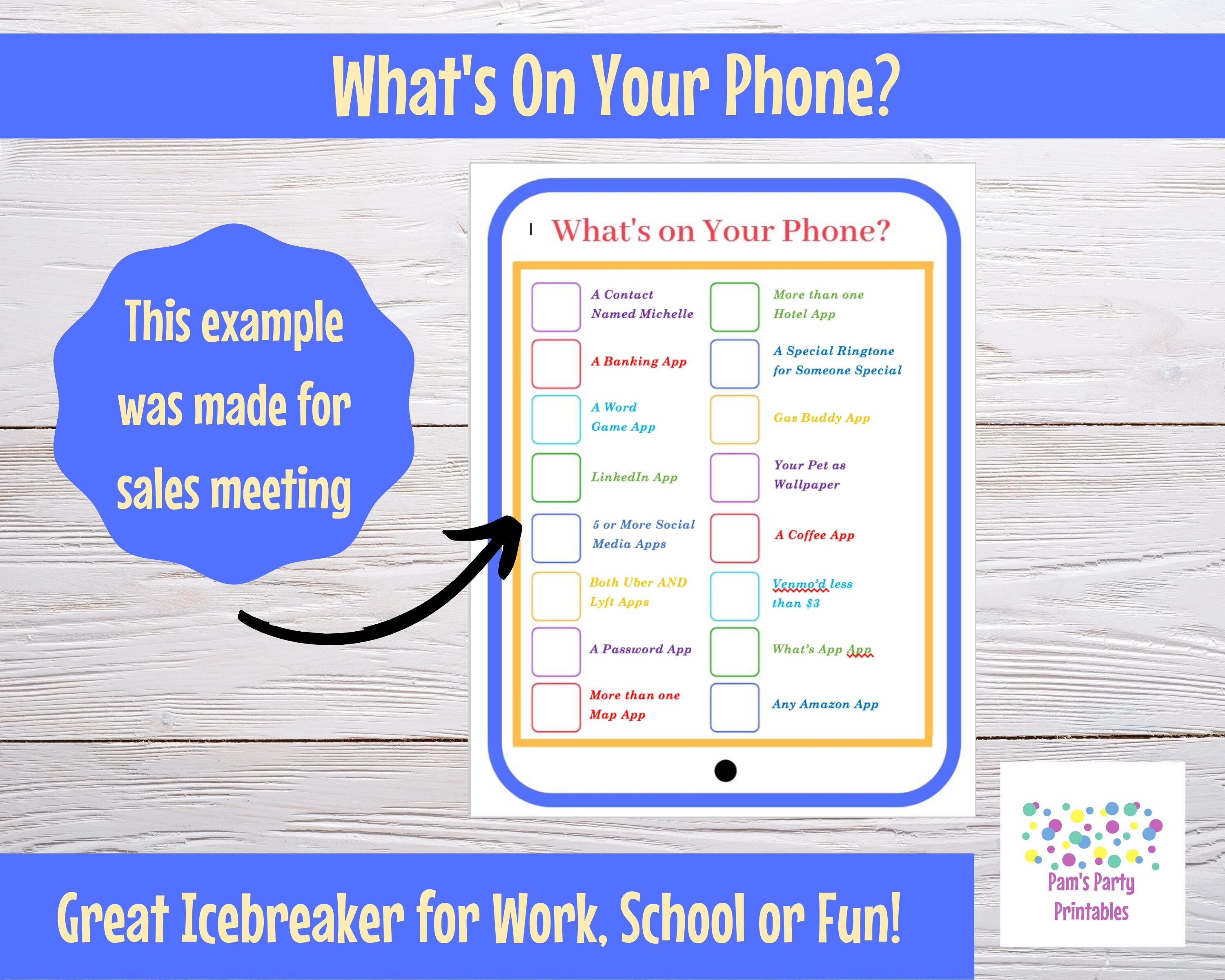 What's in On Your Phone Icebreaker Game for Classroom Etsy