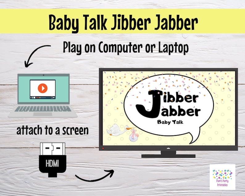 Virtual or Large Screen Baby Shower Game Jibber Jabber Baby Talk Game Sound out the words to reveal actual meaning PowerPoint Zoom Game image 6