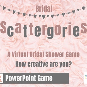 Virtual Game or In Person Bridal Wedding Scattergories PowerPoint Game, Bridal Shower Game, Zoom Game, Couples Shower, Rehearsal Dinner Game