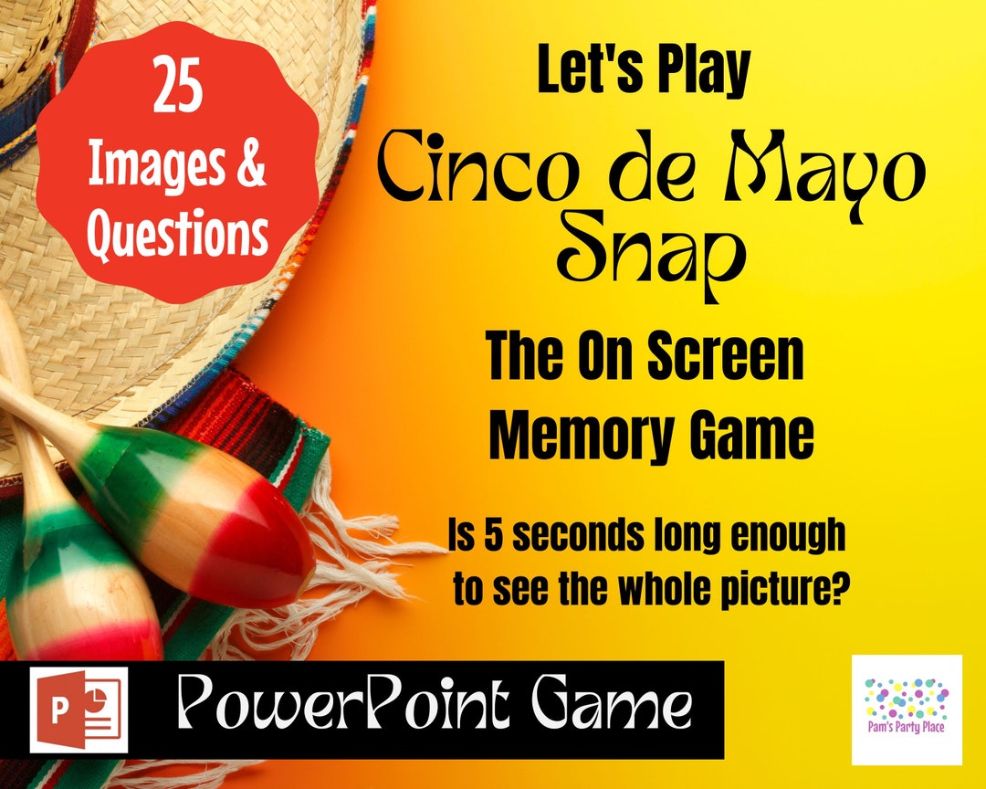 Cinco De Mayo Snap Memory Game Virtual, Zoom or Large Screen Powerpoint