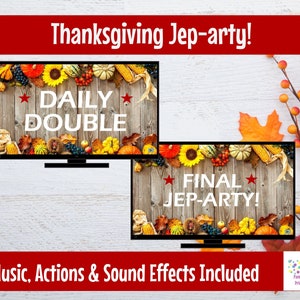 Thanksgiving Jep-arty, Friendsgiving Party Game, Thanksgiving Trivia, Game Show, Editable game, Virtual Game or Large Screen Game, Zoom image 5