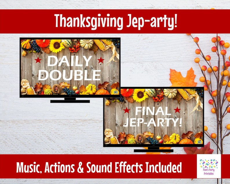 Thanksgiving Jep-arty, Friendsgiving Party Game, Thanksgiving Trivia, Game Show, Editable game, Virtual Game or Large Screen Game, Zoom image 5