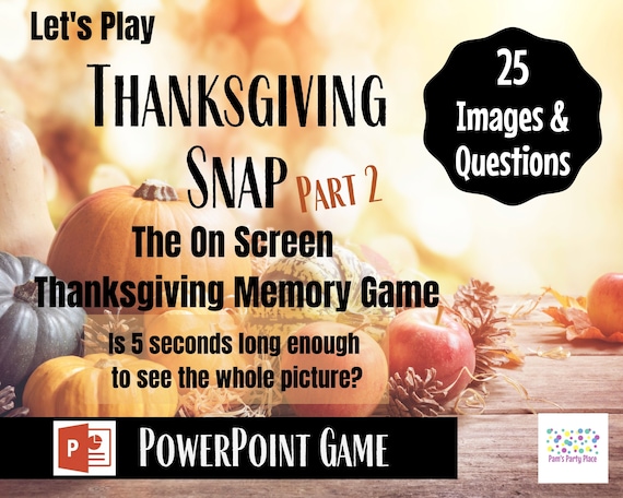 Thanksgiving Snap 2 Memory Game. Virtual Zoom Large Screen