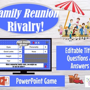 Family Reunion Rivalry Battle Game, Editable PowerPoint Game, Customized Family Themed Party Game, Game Show, Virtual Game or In Person Game