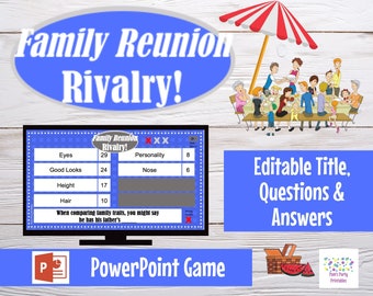 Family Reunion Rivalry Battle Game, Editable PowerPoint Game, Customized Family Themed Party Game, Game Show, Virtual Game or In Person Game