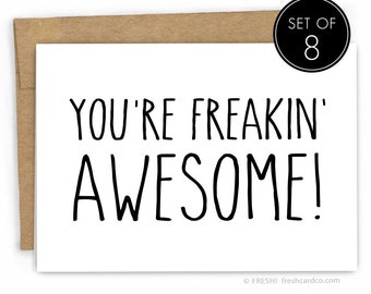 Funny Thank You Cards | Set of 8 | Freakin' Awesome! by Fresh Card Co