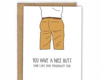 Love Cards - Valentine Card - Card for Boyfriend - Card for Husband - Nice Butt by Fresh Card Co