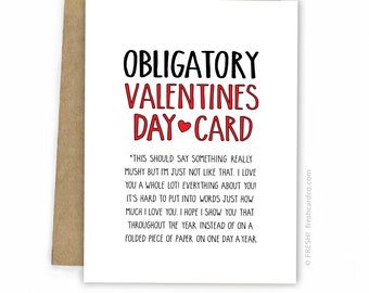 Valentine Card - Love Cards - Anti-Valentines Day Card - Obligatory Valentines by Fresh Card Co