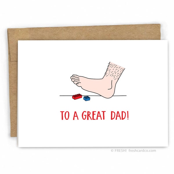 Legos Happy Father's Day Card - Card for Dad - Dad Birthday Card - Stepping on Legos by Fresh Card Co