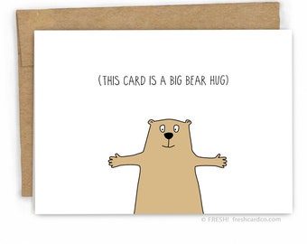 Sympathy Card - Empathy Card - Encouragement Card - Bear Hug by Fresh Card Co