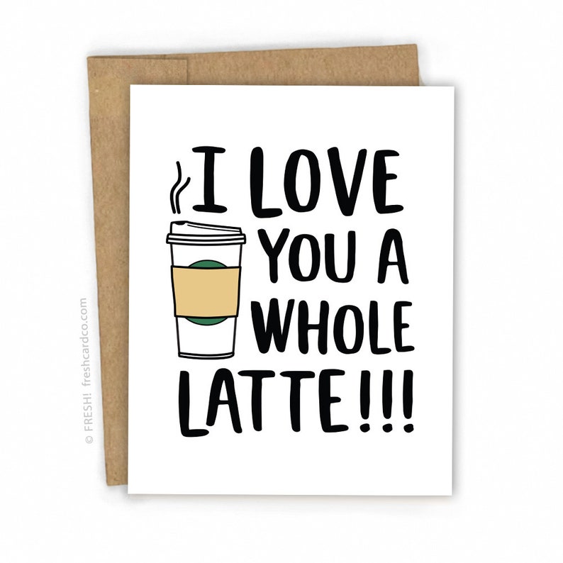 Love Cards Valentines Card Pun Card Latte Pun by Fresh Card Co Bild 1