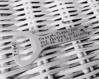 Personalised Father of the Bride, thank you for raising the woman of my dreams bottle opener