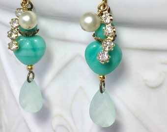 Blue Drop Dangle Earrings Ear bobs