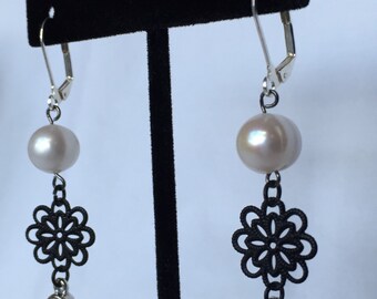 Long Dangle Earrings - pearl drop earrings, natural pearls