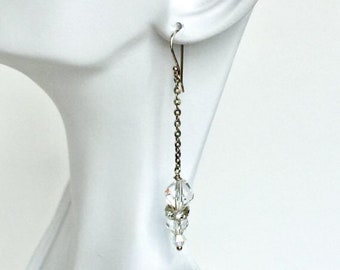 Long Statement Earrings with Sterling Silver Austrian Crystals