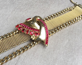 Red and Gold Vintage Bracelet Art Deco Vintage Dress Clip
