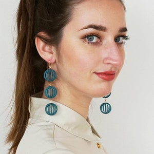Big Bubbles | 3D printed earrings - teal green