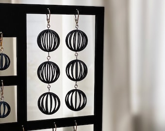 Pendientes negros impresos en 3D Big Bubbles