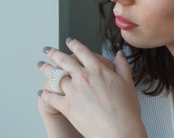 Leafy | 3D printed ring - white