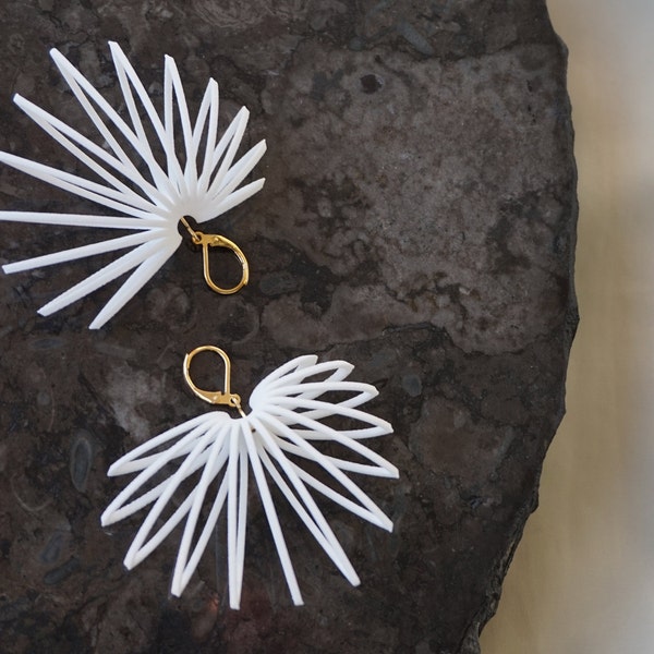 Leafy | 3D printed earrings - white