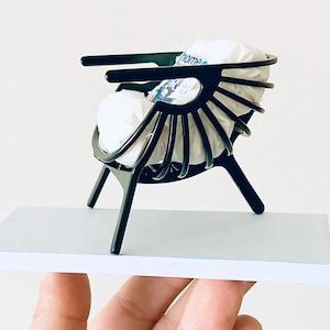 Miniature chair, painted black BRANCA SHELL CHAIR, Dollhouse furniture, Modern Miniature furniture,